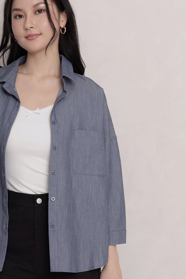 Aura Oversized Shirt Textured Blue