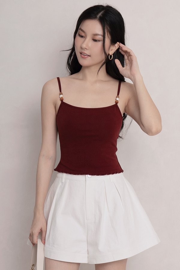 Mannon Beaded Padded Top Maroon *PLUSH*