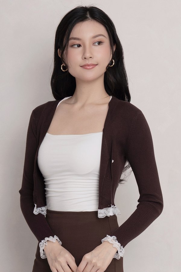 Kennedy Lace Cardi Chocolate