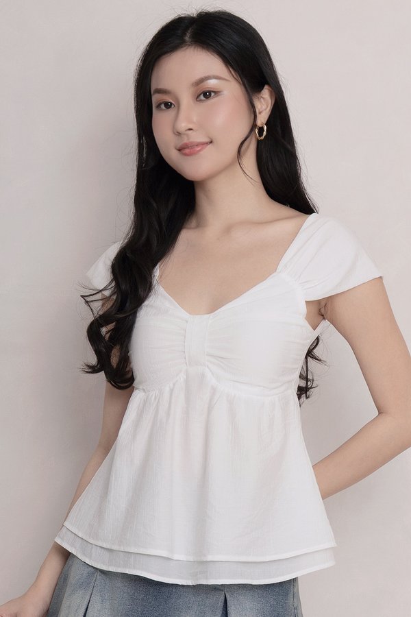 Stevie Crepe Top White