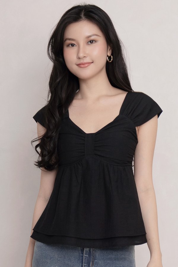 Stevie Crepe Top Black