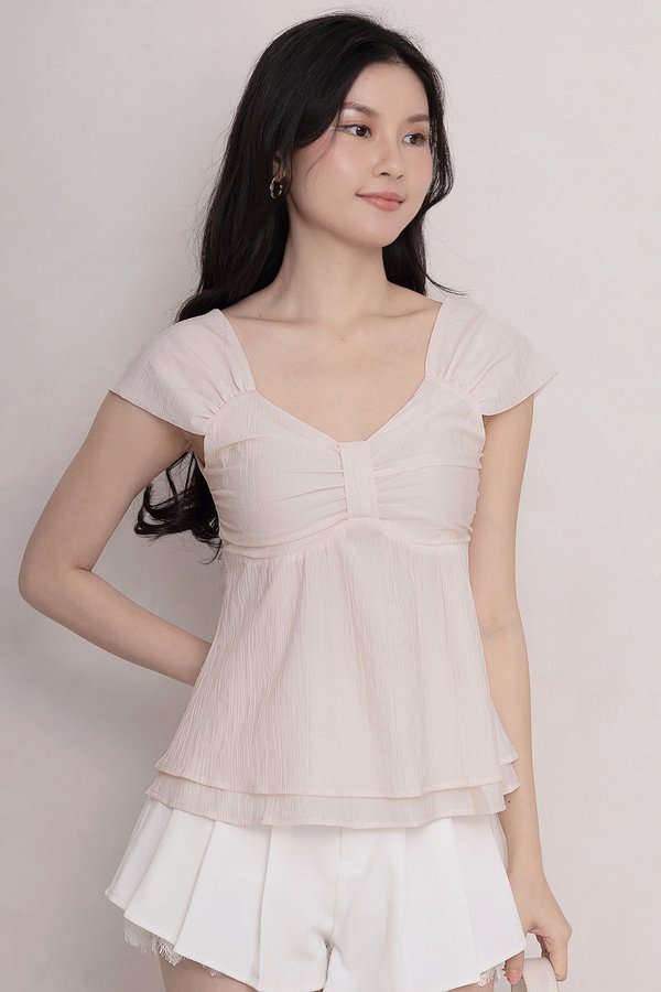 Stevie Crepe Top Baby Pink