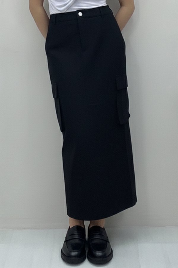 Jett Cargo Midaxi Skirt Black