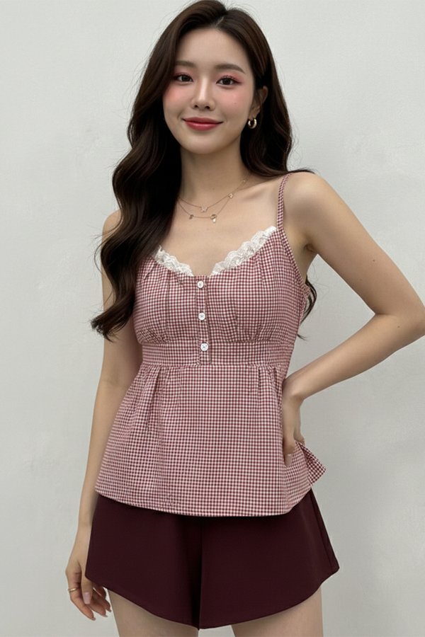 Astra Padded Top Red Gingham