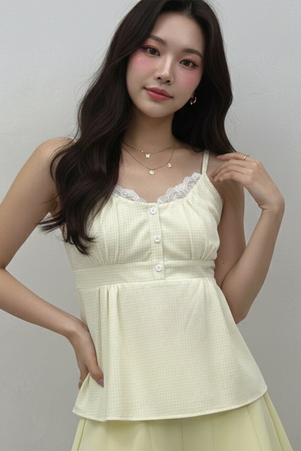 Astra Padded Top Yellow Gingham