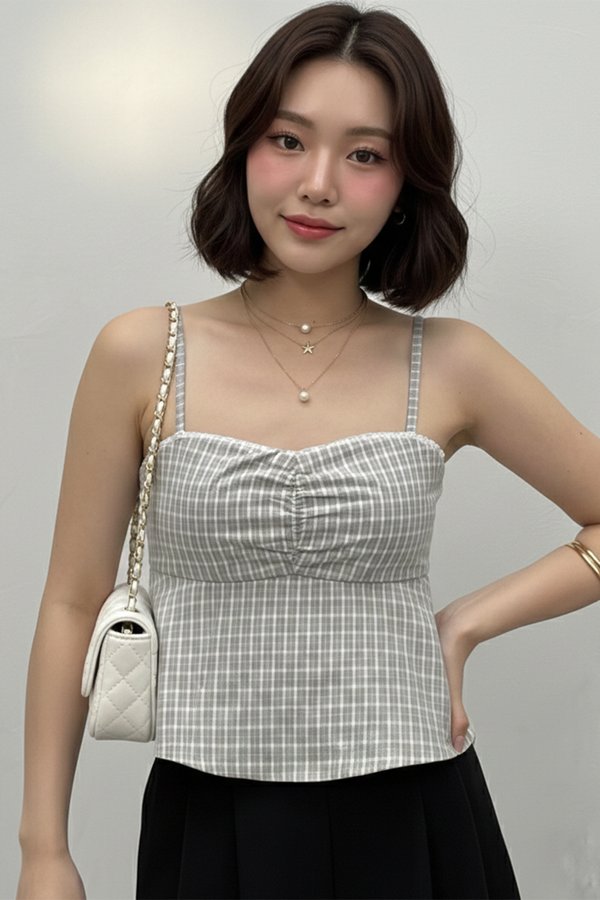 Lumi Padded Top Earl Grey Gingham