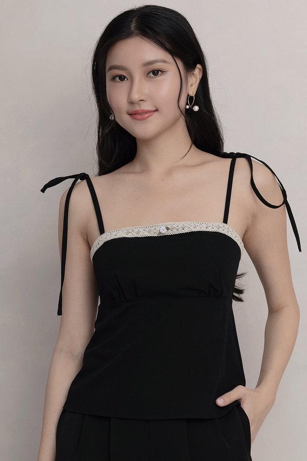 Leonie Padded Tie Top Black