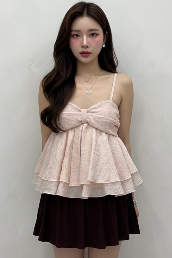 Tess Padded Crepe Top Pink