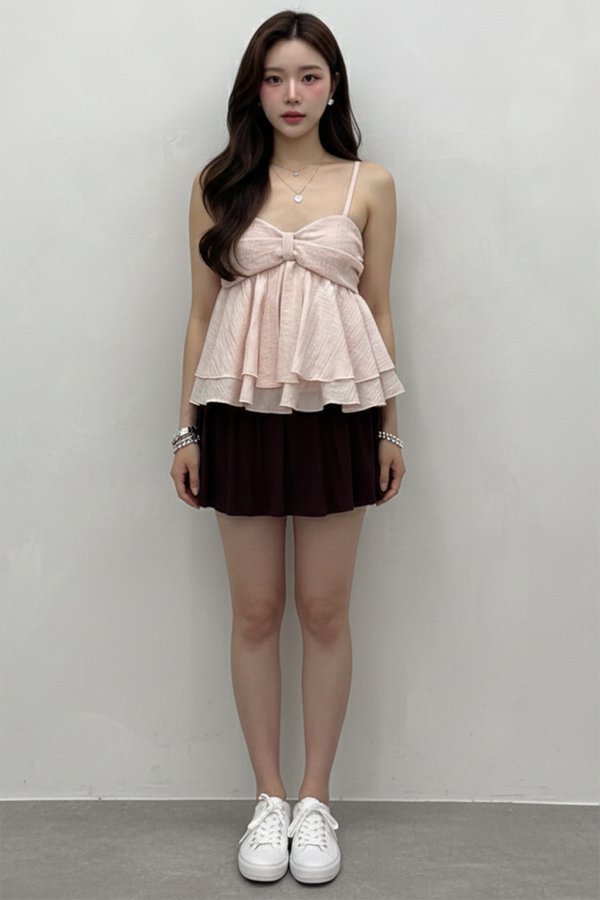 Tess Padded Crepe Top Pink