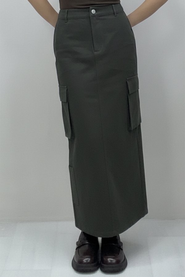 Jett Cargo Midaxi Skirt Army