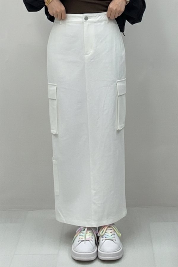 Jett Cargo Midaxi Skirt White
