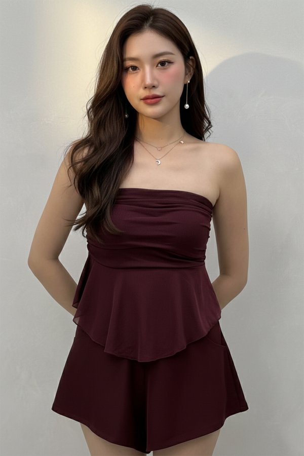 Twila Mesh Padded Top Burgundy