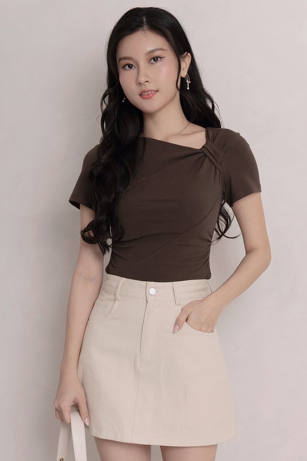 Ledger Denim Skorts Beige Sand