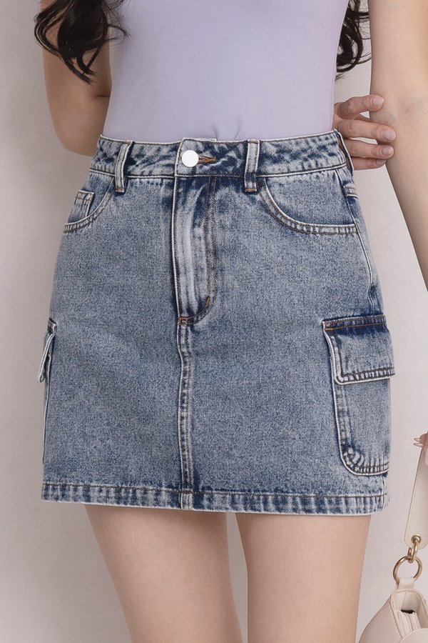 Arden Denim Skorts Stone Acid