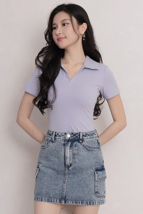 Arden Denim Skorts Stone Acid