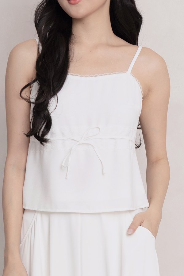 Caspia Lace Trim Top White