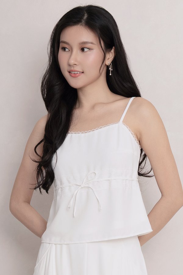 Caspia Lace Trim Top White