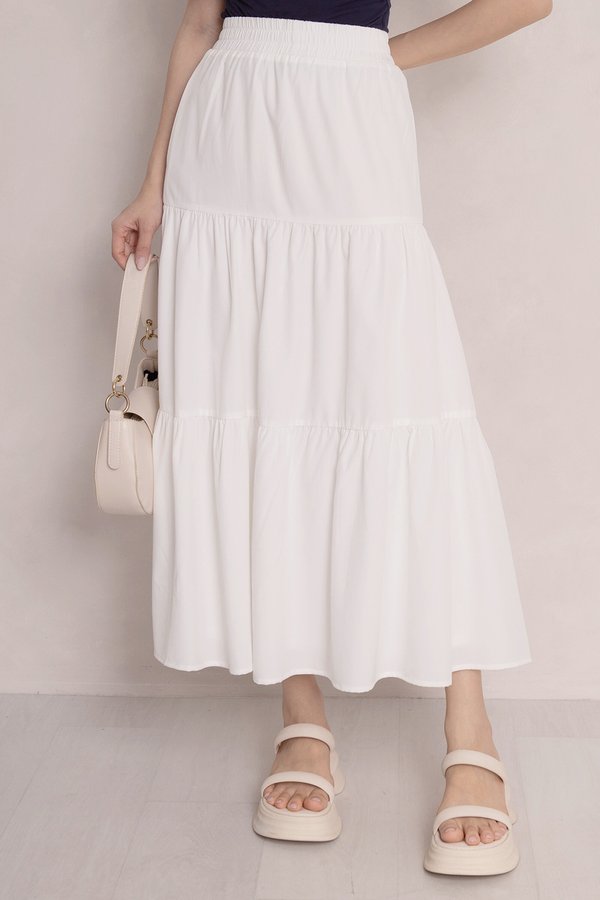 Liora Midaxi Tiere Skirt White