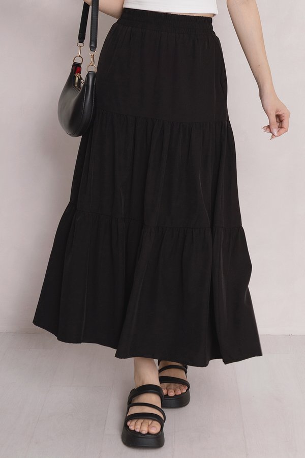 Liora Midaxi Tiere Skirt Black