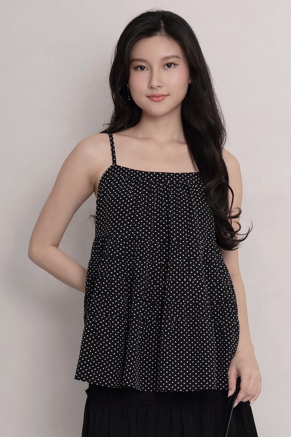 Cedar Polka Dot Top Black