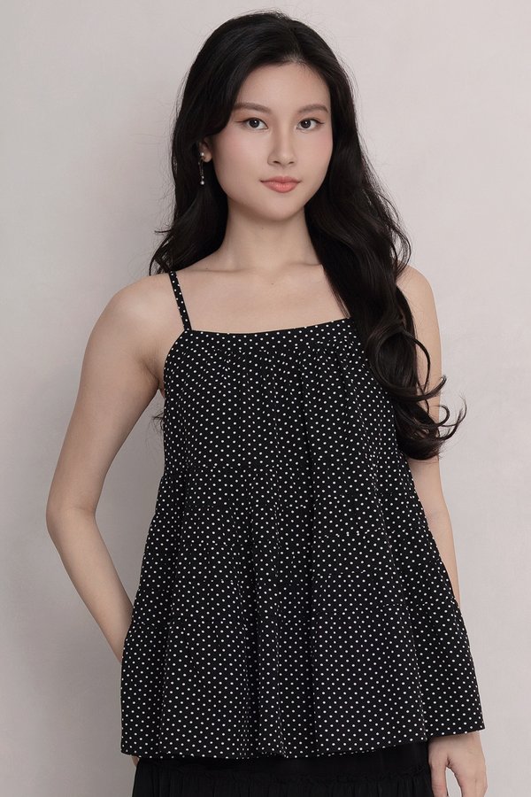 Cedar Polka Dot Top Black