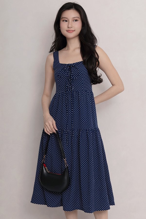 Junia Polka Dot Dress Navy