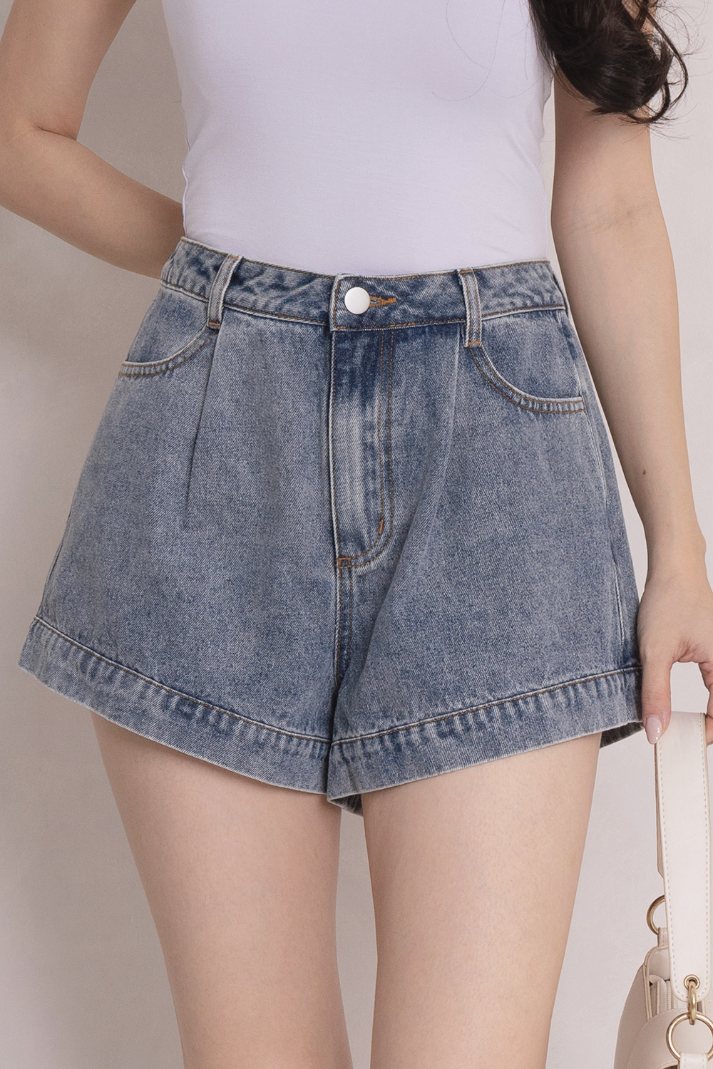 SSD Freya Denim Shorts Stone Wash