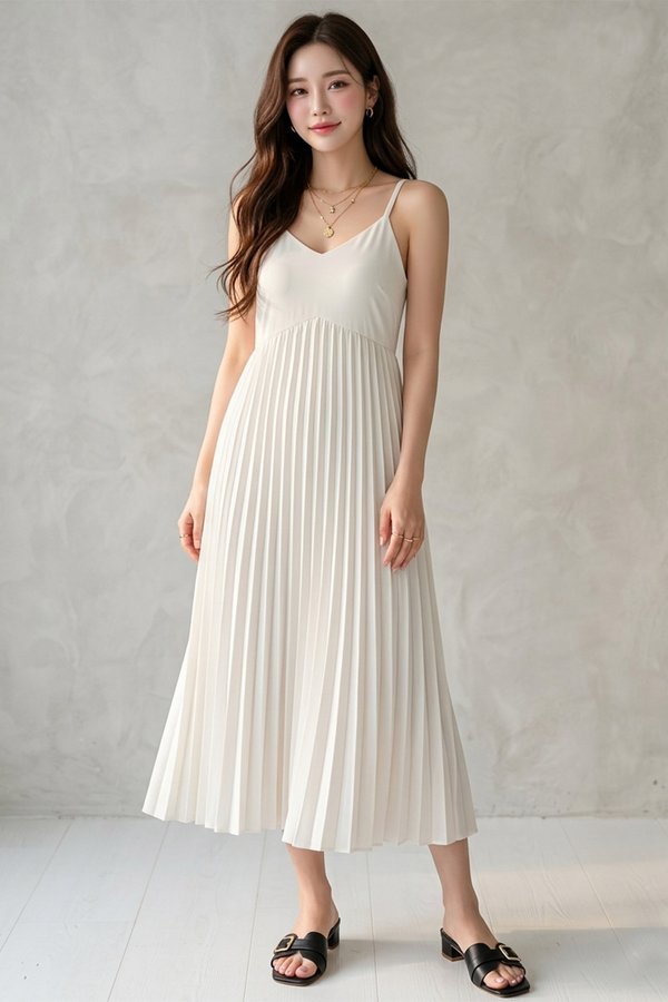 Natasha Pleat Dress Sand