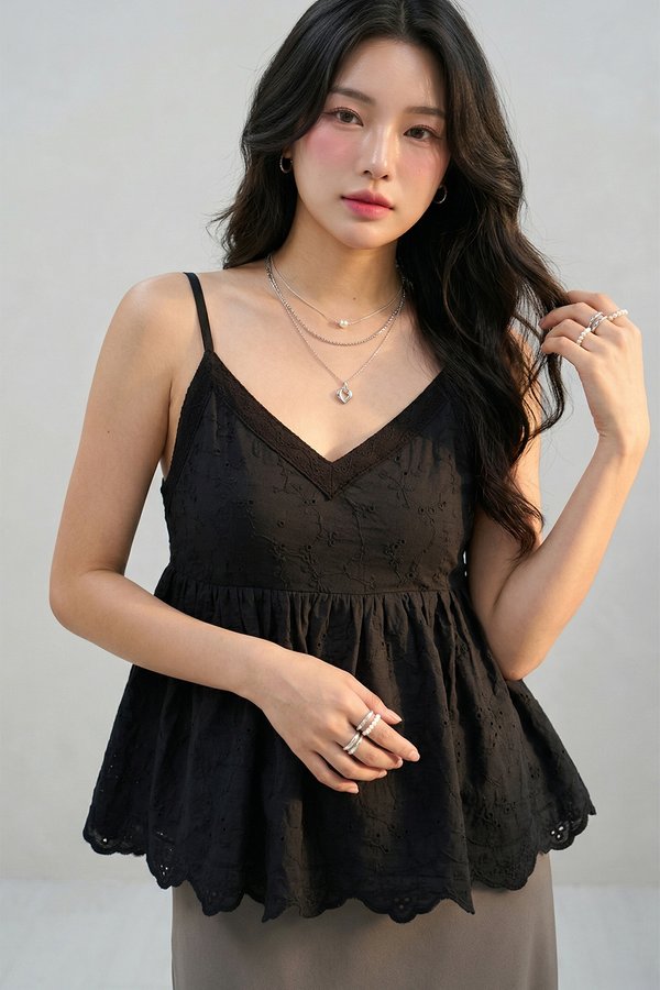 Shermina Crochet Top Black