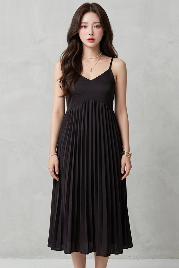 Natasha Pleat Dress Dark Brown