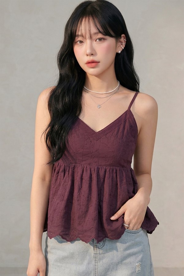 Shermina Crochet Top Burgundy