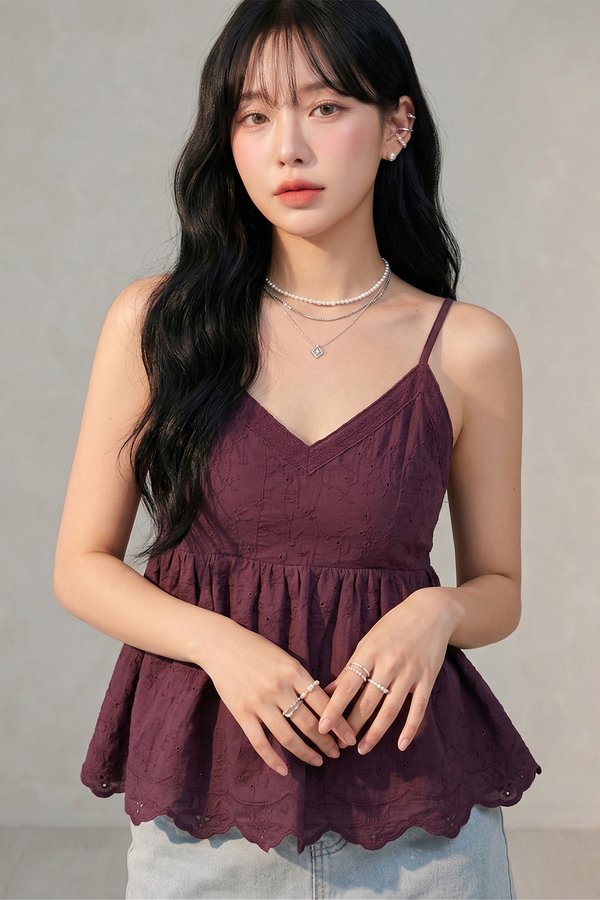 Shermina Crochet Top Burgundy