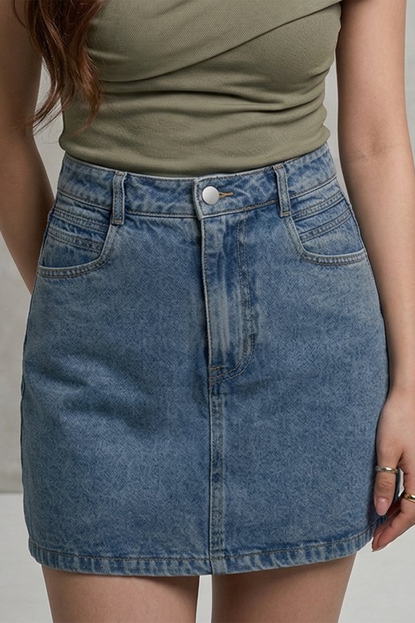 Leenda Denim Skorts Stone Wash