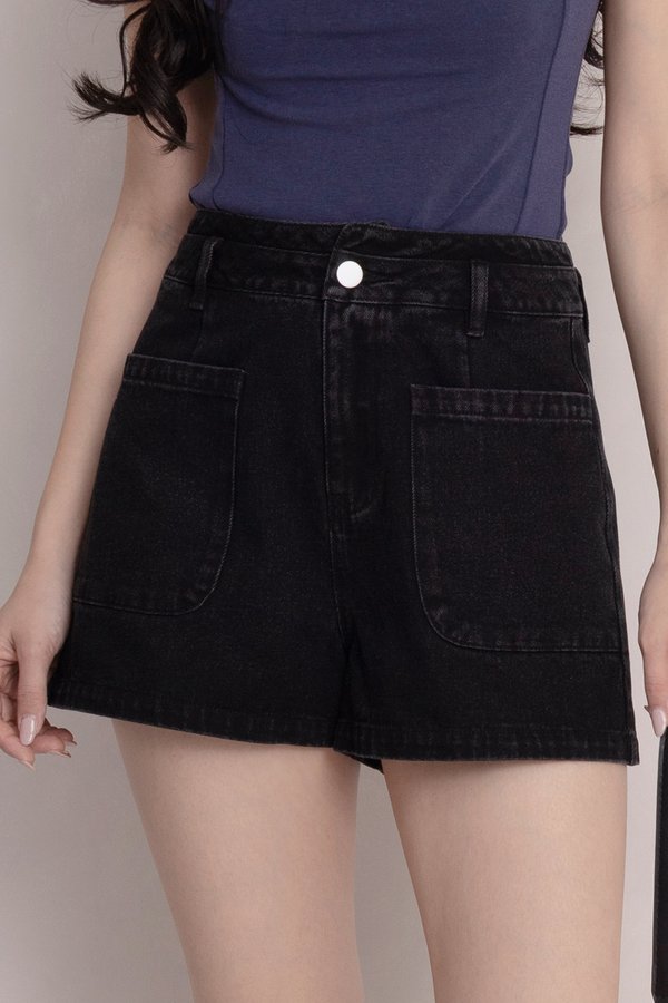 Laine Denim Shorts Black Acid