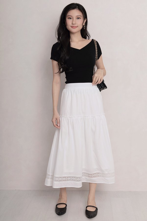 Vida Crochet Trim Skirt White