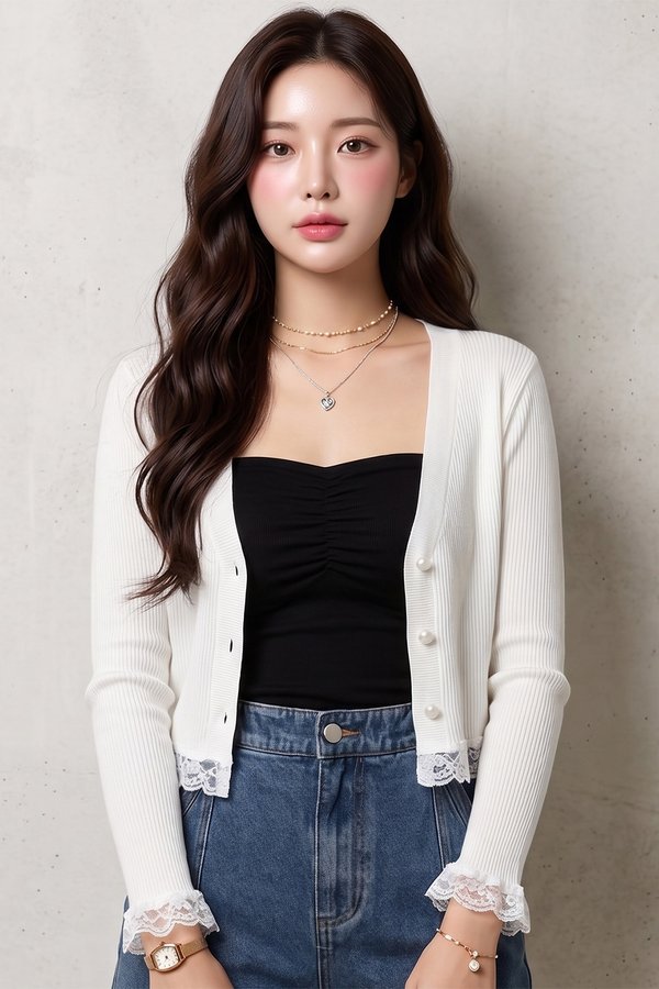 Kennedy Lace Cardi White