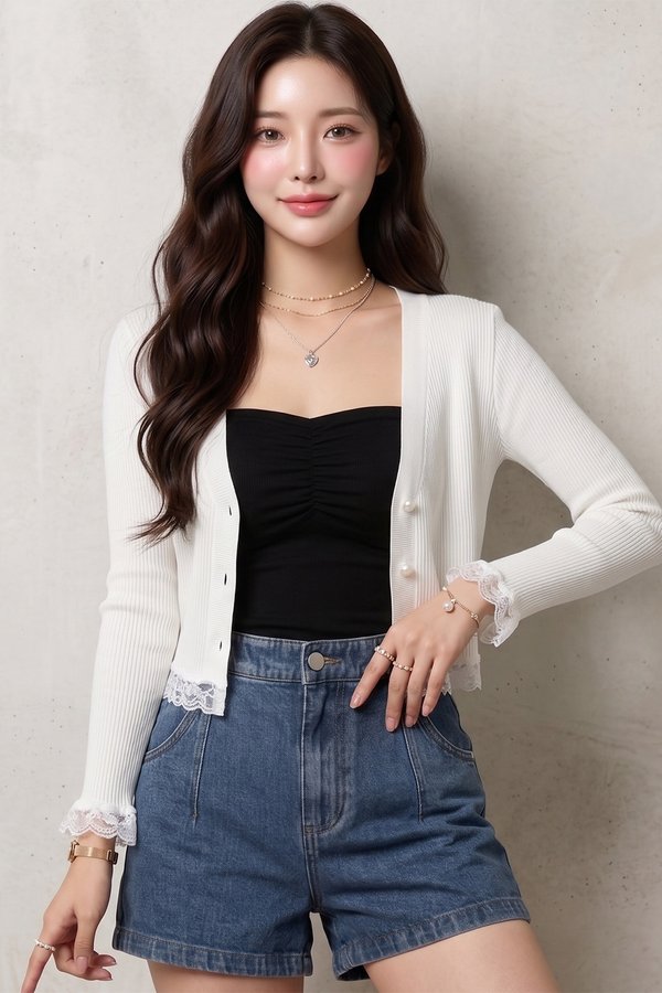 Kennedy Lace Cardi White