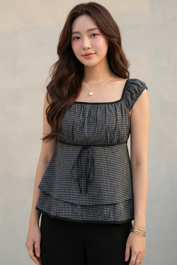 Sabrina Padded Top Black Gingham