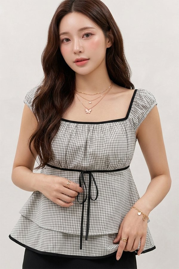 Sabrina Padded Top White Gingham