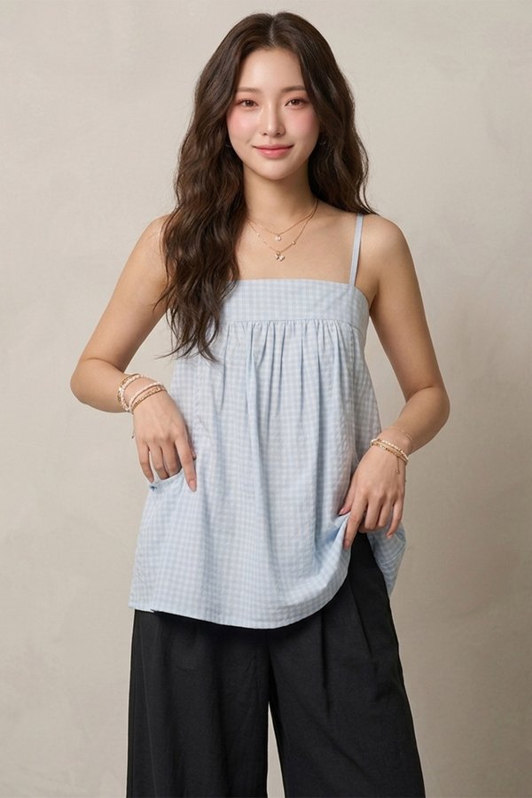 Zena Parachute Top Blue Checks