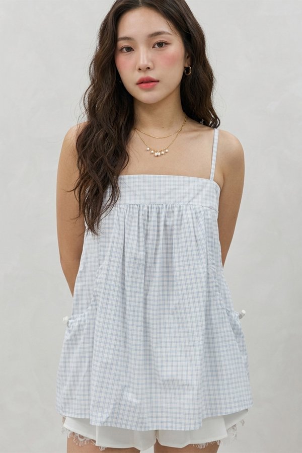 Zena Parachute Top White Checks