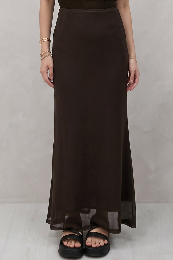 Corra Mesh Skirt Dark Brown