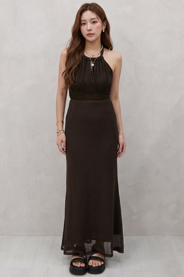 Corra Mesh Skirt Dark Brown