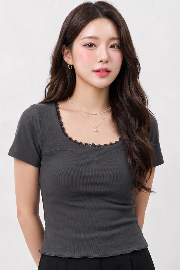Cordelia Padded Top Charcoal Grey *PLUSH*