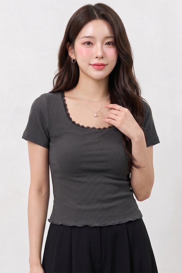 Cordelia Padded Top Charcoal Grey *PLUSH*