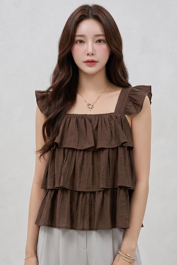 Jerminda Crepe Top Dark Brown