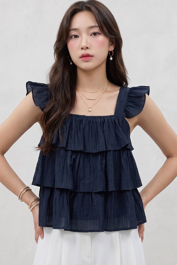 Jerminda Crepe Top Navy