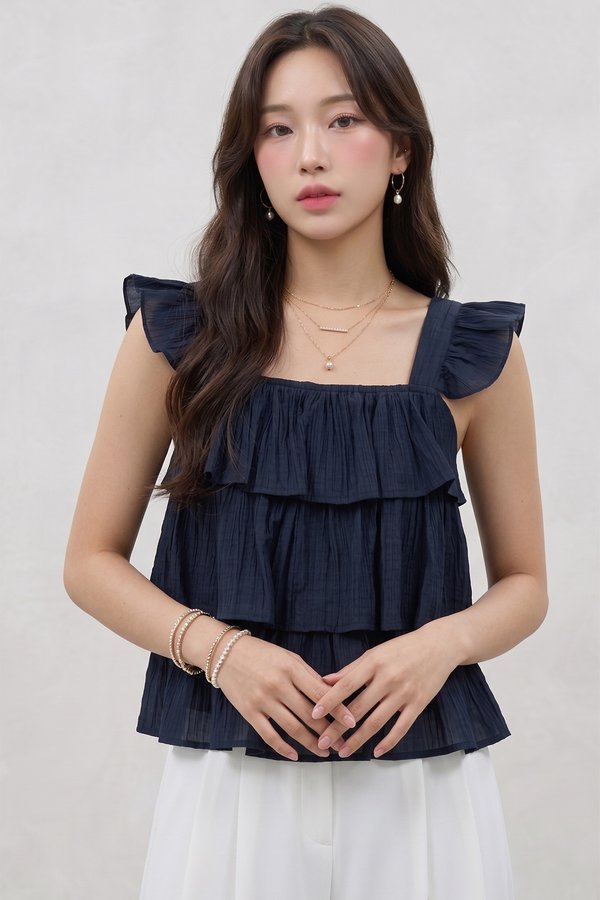 Jerminda Crepe Top Navy