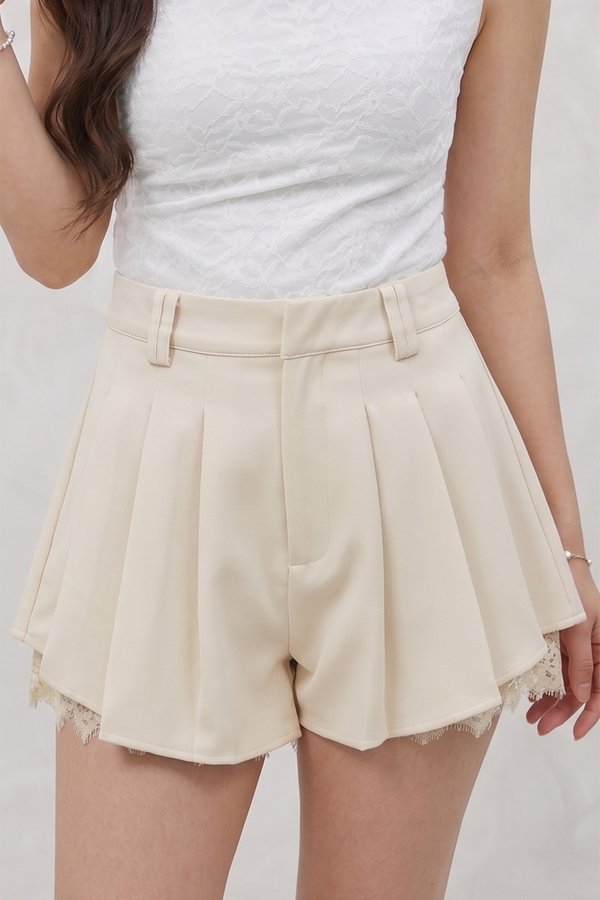 OMG Lace Trim Shorts Buttercream