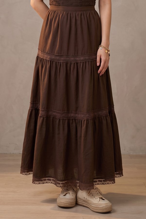 Lana Crochet Skirt Dark Brown